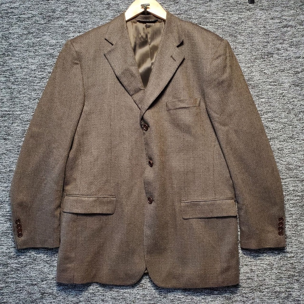 Chiavari Sport Coat Mens 48R Brown‎ Wool Silk Blazer Lanificio Campore Italy